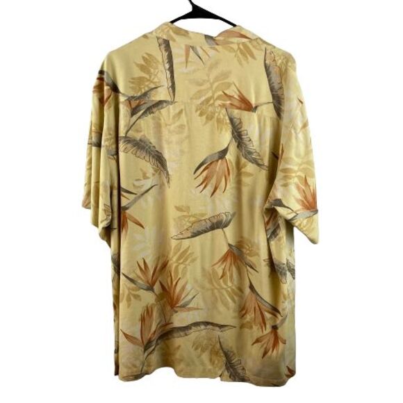 Van Heusen Mens XL Yellow Silk Blend Hawaiian Tropical Button Down Shirt - Picture 2 of 3